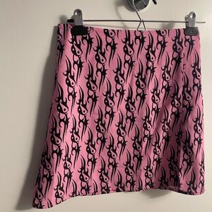 Trendy A-Line Pink and Black Skirt